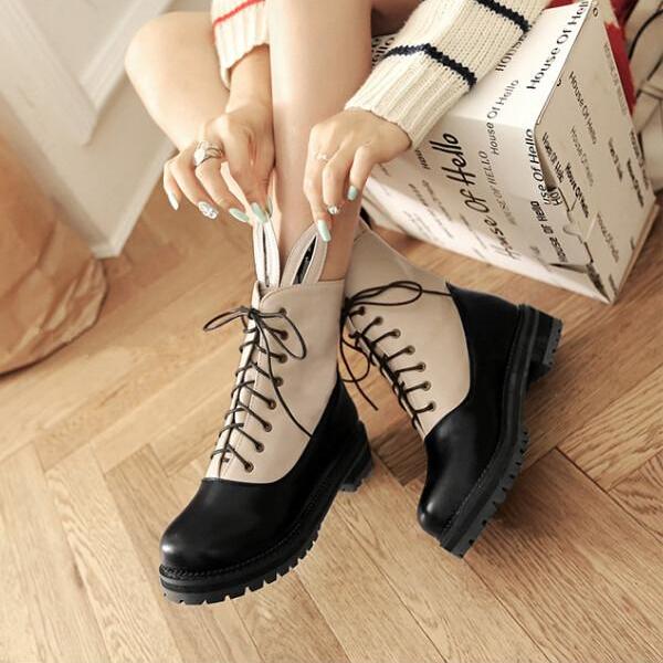 FREE SHIPPING Fall/ Winter 2016 Cute Ear Rabbit Beige Martin Boots on Luulla